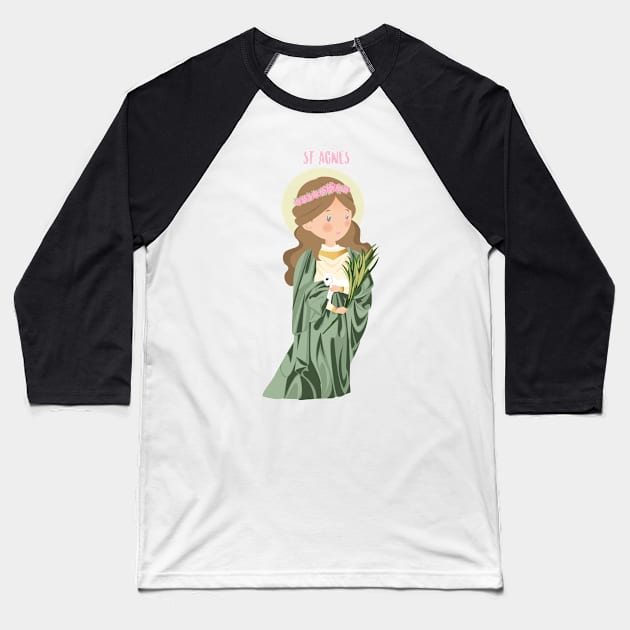 Santa Inés con ovejita Baseball T-Shirt by AlMAO2O